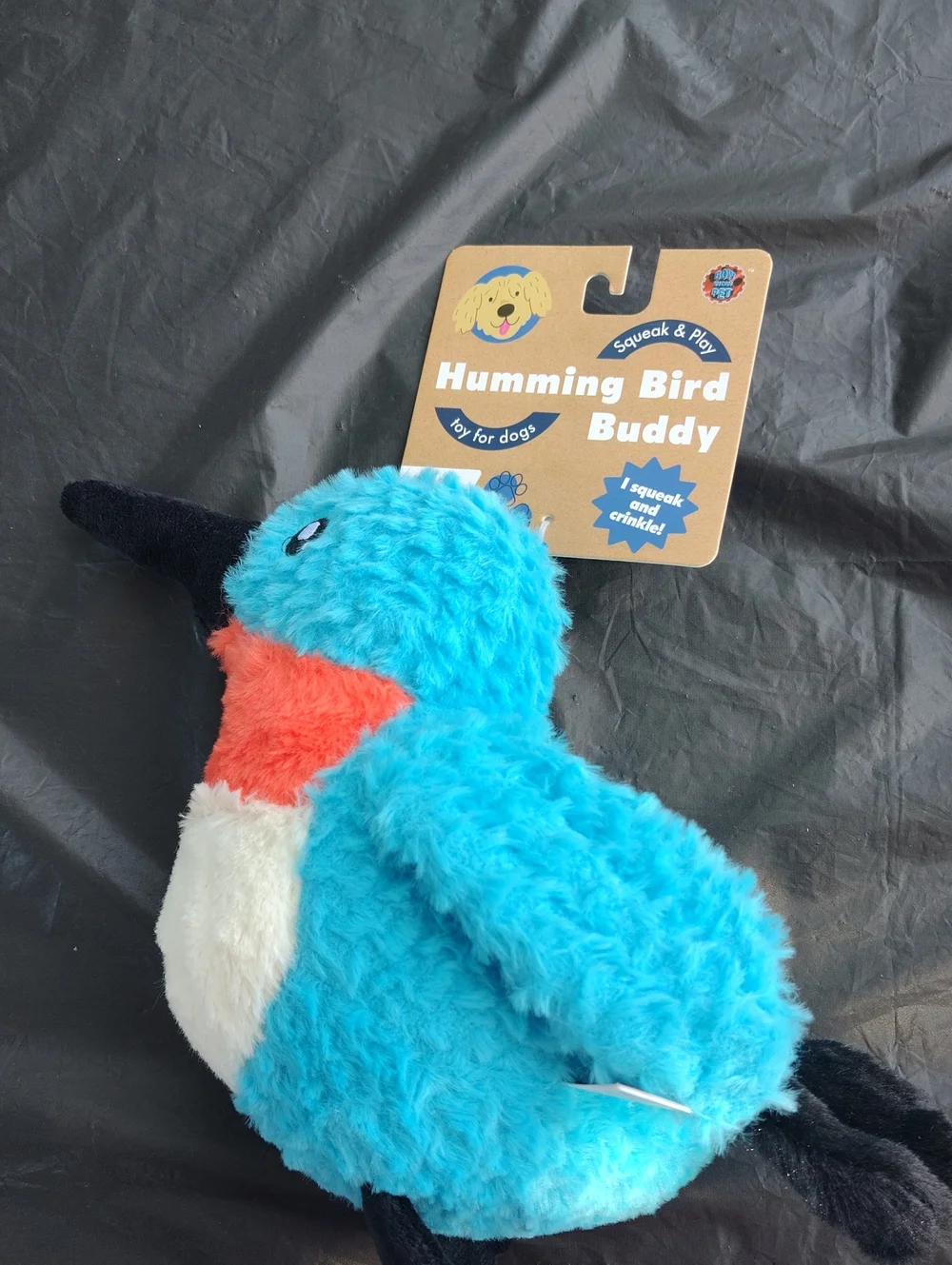 Plush Dog Toy - Blue, Orange, White